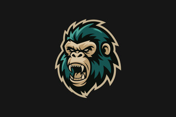 Fierce Gorilla Warrior Esports Mascot Logo Art vector