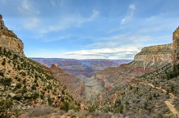 Gorge of the Grand Canyon, view from Bright Angel Trail, eroded rock landscape, South Rim, Grand Canyon National Park, Arizona, USA, North America