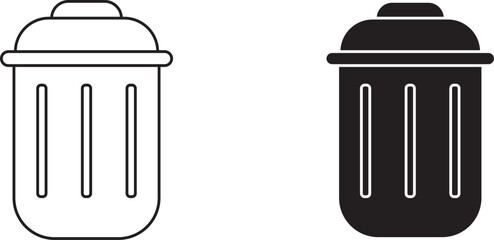 Trash can or trash bin icons set 