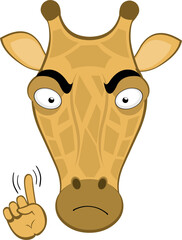 vector illustration emoji head character giraffe cartoon, saying no with a hand gesture