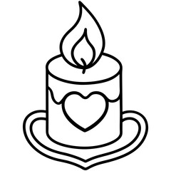 Simple Line Art Candle with Heart Motif