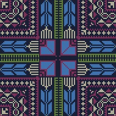 Seamless pattern design with traditional Palestinian embroidery motif