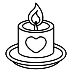 Simple Line Art Candle with Heart Motif