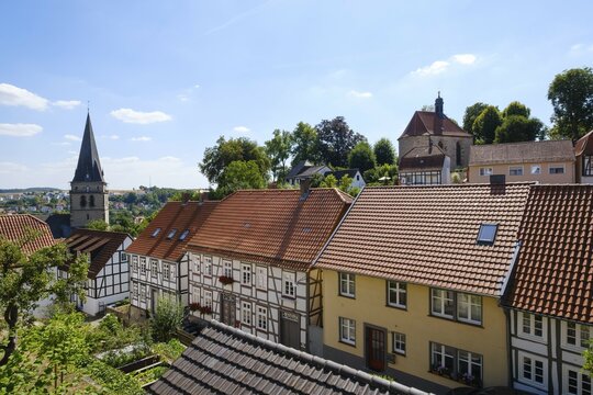 Old Town with Old Town Church and Erasmus Chapel, Warburg, North Rhine-Westphalia, Germany, Europe