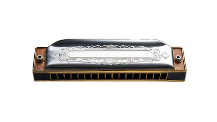 Harmonica close-up isolated transparent background cutout