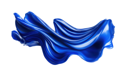 Dynamic blue fluid form with a transparent backdrop. Transparent background