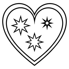 Starry Dreams Heart-Shaped Line Art Vector