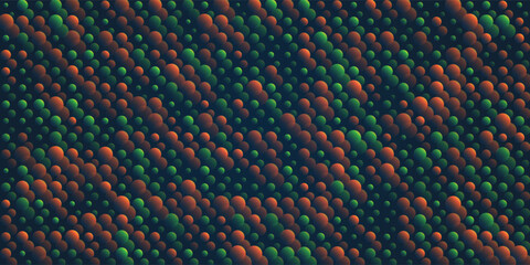 Abstract Digital Illustration Featuring a Pattern of Glowing Red and Green Multi Layered Bubbles of Random Sizes on a Dark Background. Perfect for Futuristic Scientific or Technological-themed Designs