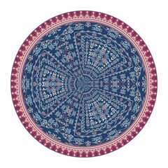 Traditional Georgian round decorative element, isolated vector over white background