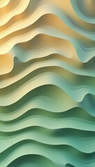 Seamless Pale Green Gradient, 3D Low Profile Style, Delicate Wave Texture Pattern Background Design