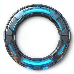 Fototapeta premium futuristic circular frame with glowing blue accents, ideal for game design