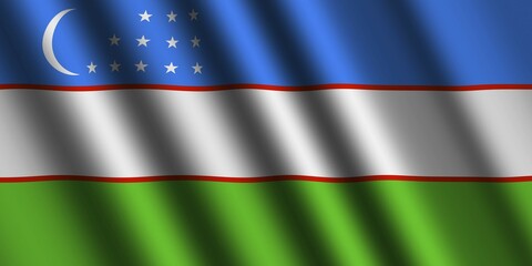 The Uzbek flag flying in the wind