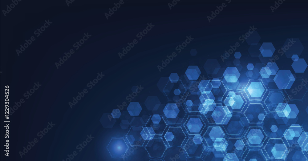 Leinwandbilder vector hexagon technology background. abstract hexagons background with lines and dots. design for s