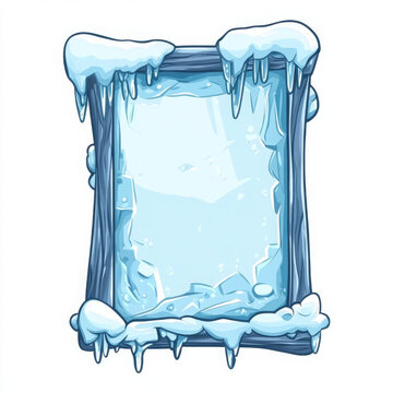 Frozen frame with icy edges and snow, perfect for winter themes