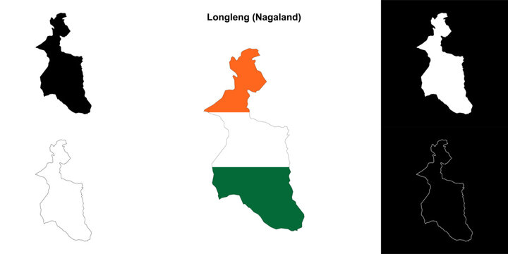 Longleng district (Nagaland) outline map set