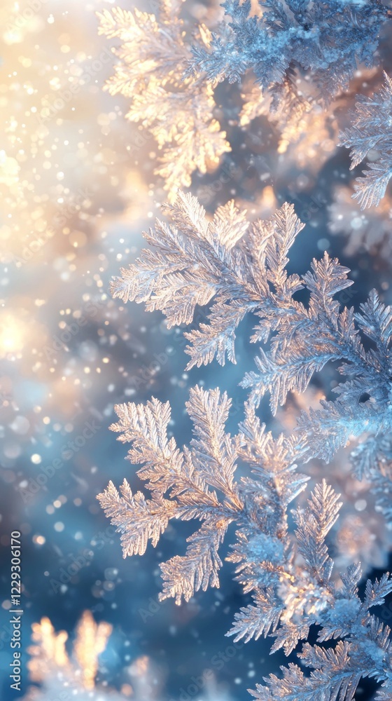 Poster a mesmerizing frosted glass texture captures the essence of winter, inviting viewers into a dreamy w