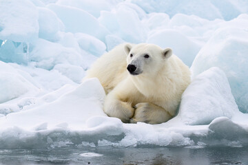 Male polar bear (Ursus maritimus) on ice