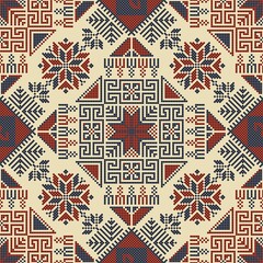 Embroidery Tatreez pattern, Palestinian fashion vector ornament