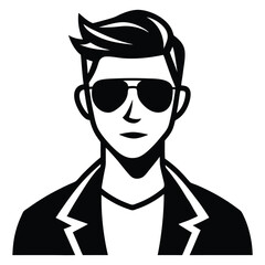 Stylish man with sunglasses Shiloette Illustration