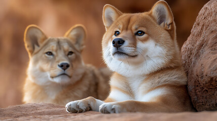 Obraz premium shiba inu in lion mane