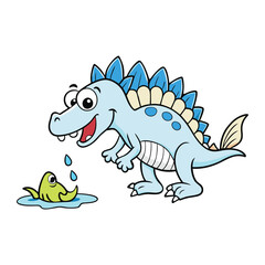 Baby Spinosaurus Catching Fish