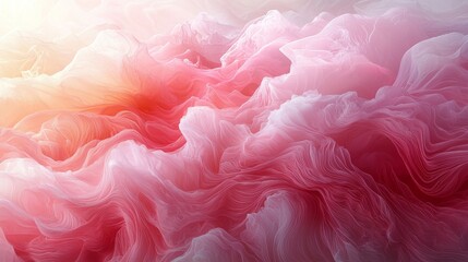 Soft pink abstract wave patterns create an ethereal background, evoking feelings of tranquility and warmth in vibrant color gradients.