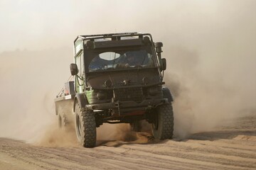 Fototapeta premium Unimog Truck at rallye Berlin-Breslau
