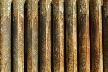 Close-up of rusted antique hot water heating radiator, background image