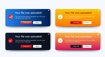 Set of file success uploaded banner design template. isolated. vector