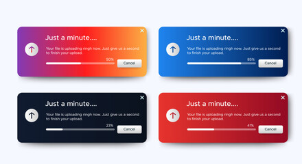 Set of file uploading progress banner design template. isolated. vector