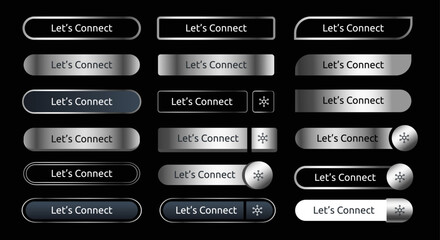 Set of Lets connect buttons icon with silver metalic. vector