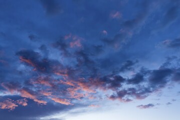 Reddish clouds in the evening sky, Bavaria, Germany, Europe