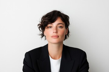 Confident businesswoman posing in studio setting