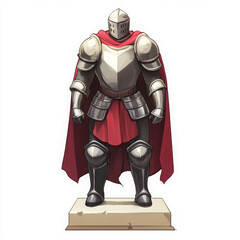 Fototapeta premium detailed suit of armor with red cape, standing on pedestal