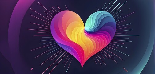 Minimalist heart shape pulsing with vibrant colors, softly expanding and contracting to evoke health and wellness, AI generated