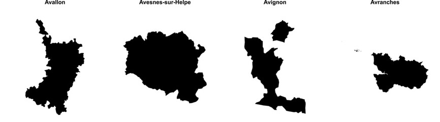 Avallon, Avesnes-sur-Helpe, Avignon, Avranches outline maps