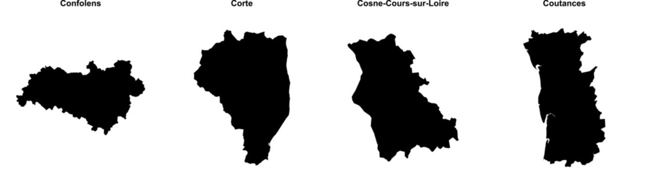 Confolens, Corte, Cosne-Cours-sur-Loire, Coutances outline maps