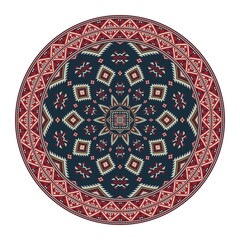 Traditional Georgian round decorative element, isolated vector over white background