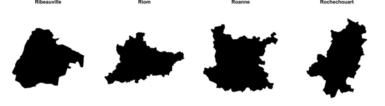 Ribeauville, Riom, Roanne, Rochechouart outline maps