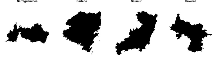 Sarreguemines, Sartene, Saumur, Saverne outline maps