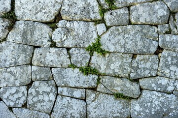 Background picture, structure, stone block wall at the Samnite theatre, Teatro Sannitico, Ancient Samnite place of worship, 2nd century B. C., Monte Saraceno, Pietrabbondante, Molise, Italy, Europe