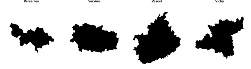 Versailles, Vervins, Vesoul, Vichy outline maps