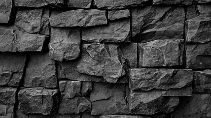 Fototapeta premium Dark Grey Stone Wall Texture Background Rugged Rough and Textured