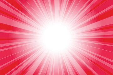 Abstract Glowing Red Sunburst Background. Raspberry Red Glow Effect Sunburst Background for Presentation, Banner, Poster, Flyer, Sales. Modern Pop Art Poster for Summer and Spring.