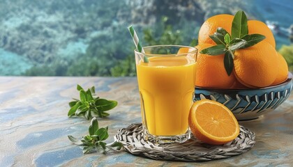 Fototapeta premium Orange juice in a glass AI generated, AI generated