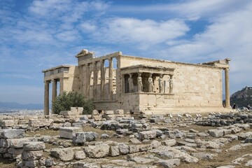 Fototapeta premium Erechtheion Temple with Caryatids, Caryatid Porch, Acropolis, Athens, Greece, Europe