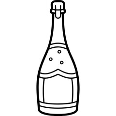 Stylized Champagne Bottle Line Art Concept
