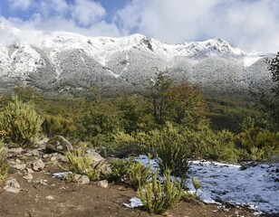 Cerro Catedral with first snow, Nahuel Huapi National Park, Rio Negro Province, Patagonia, Ruta 40, Argentina, South America