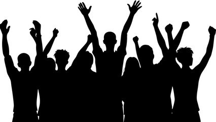 Cheerful Silhouetted People in Celebration 