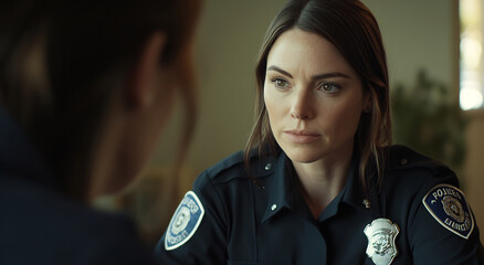 Cop in deep discussion